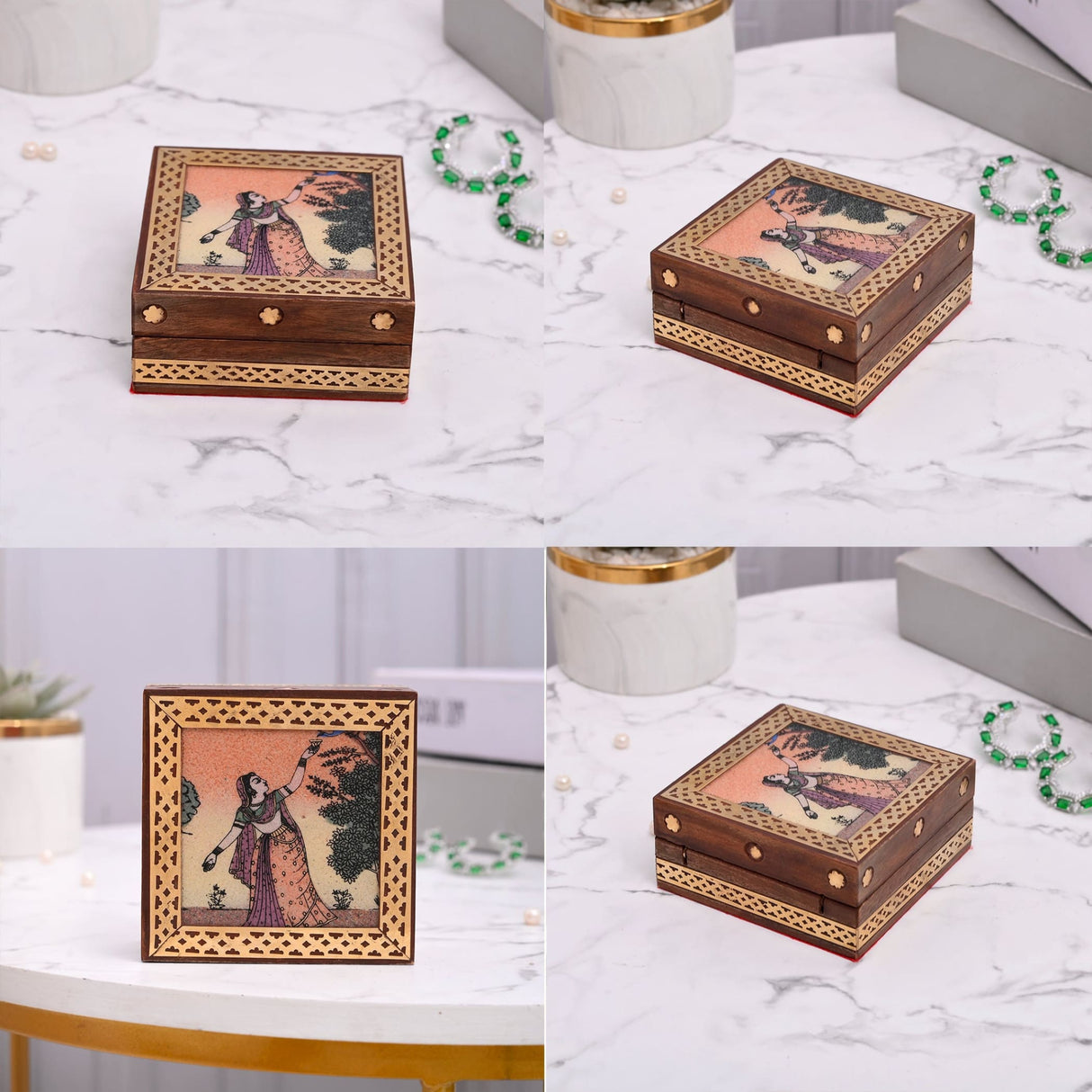 Wooden jewelry box small handcarved decorative jewellery