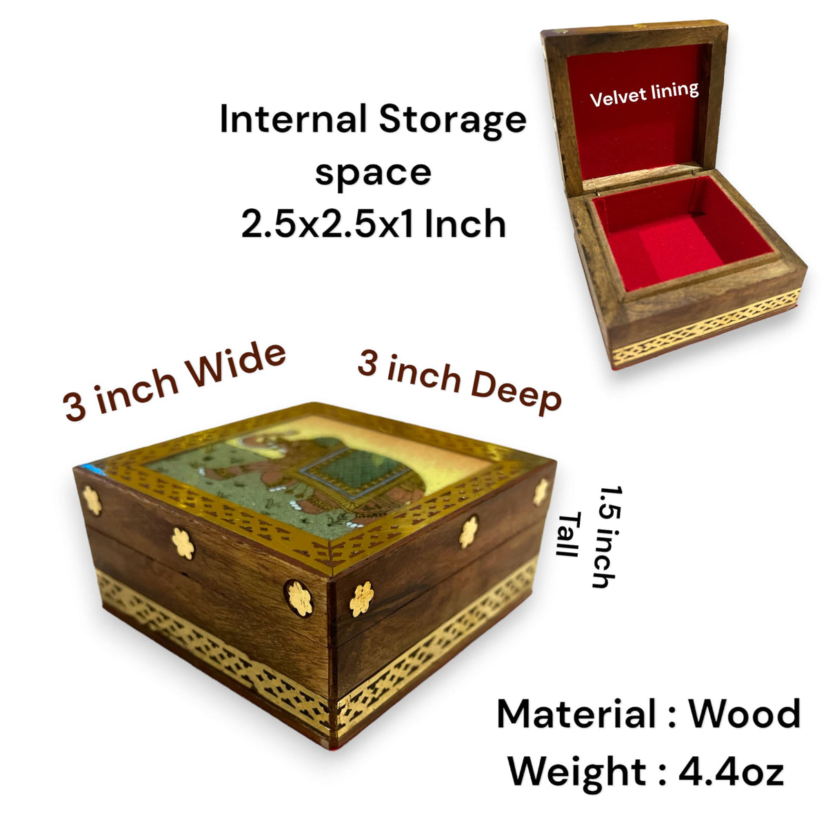 Wooden jewelry box small handcarved decorative jewellery