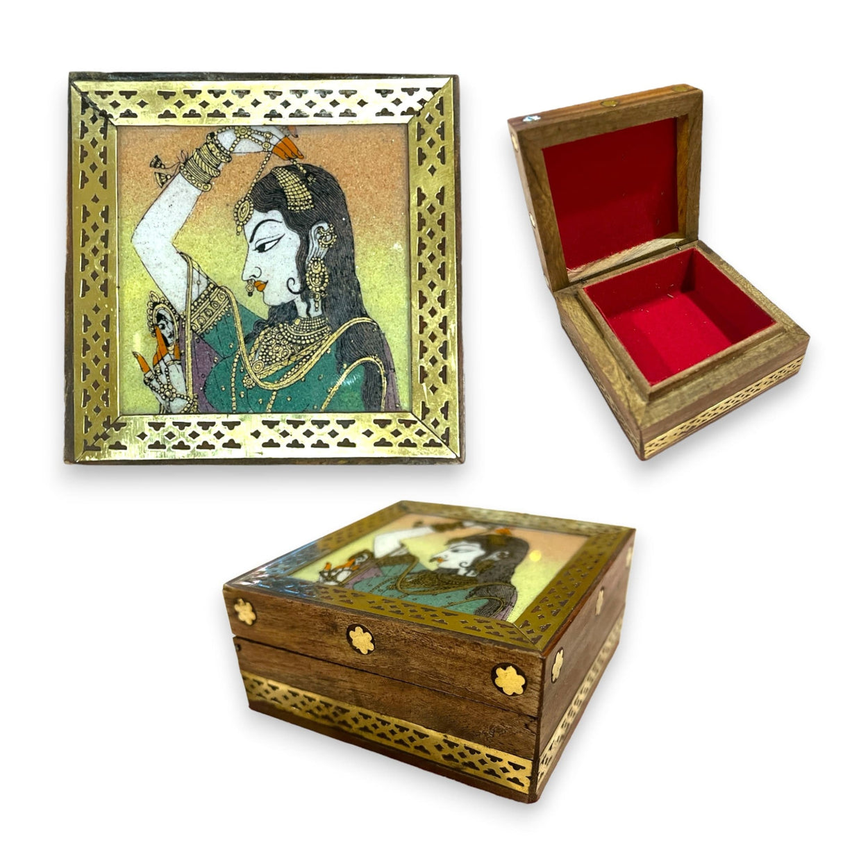 Wooden jewelry box small handcarved decorative jewellery