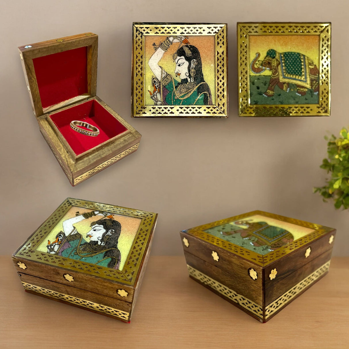 Wooden jewelry box small handcarved decorative jewellery