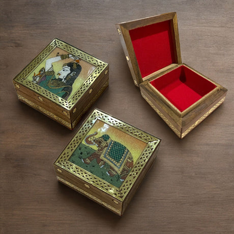 Wooden jewelry box small handcarved decorative jewellery