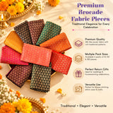 A collection of vibrant multicolor silk-like woven brocade unstitched blouse pieces for women saree pooja and gifts