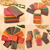A vibrant collection of intricately patterned unstitched multicolor blouse pieces in pink orange green and brown for women