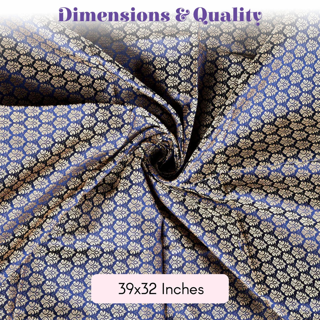 Unstitched multicolor blouse piece with blue and gold ornate patterned fabric for saree and indian return gifts