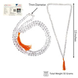 Sphatik mala natural certified crystal quartz agate necklace with 7mm clear quartz beads and orange tassels for meditation