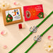 Green braided rakhi with silver om charm, traditional handmade raksha bandhan bracelet for brother and bhabhi