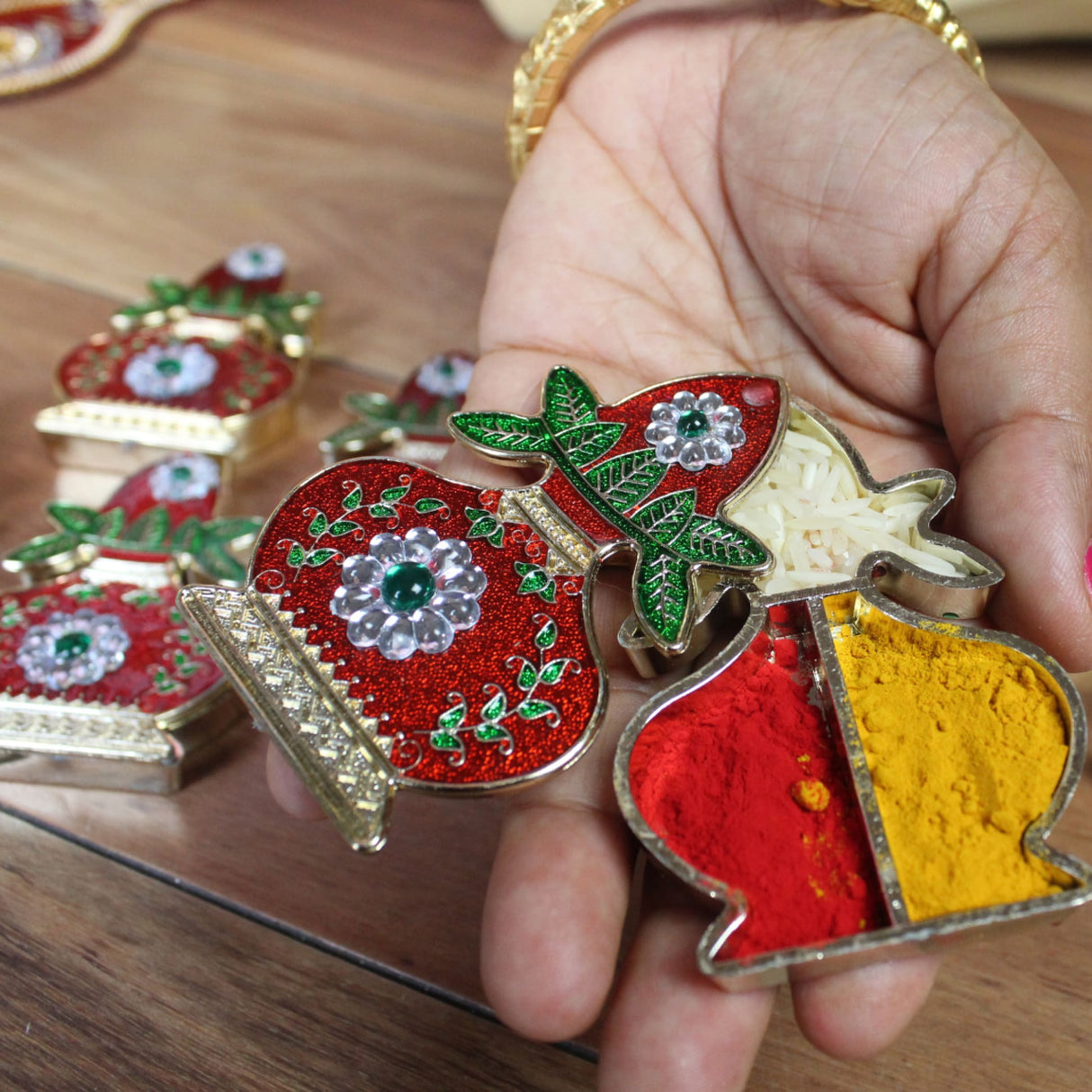 Pack of 10 kalash haldi kumkum holder decorative bulk roli