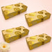 Pack of 4 gold-patterned brocade jewelry organizer boxes with ornate floral designs and metallic clasps for wedding favors