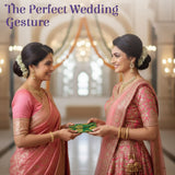 Green embroidered brocade money envelope gift pouch, pack of 5