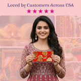 Red gold embroidered clutch with chain strap and brocade money envelopes