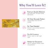 Golden-yellow brocade money envelope with intricate pattern and magnetic lock