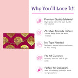Vibrant magenta brocade fabric money envelope pack of 5 shagun lifafa scalloped edge