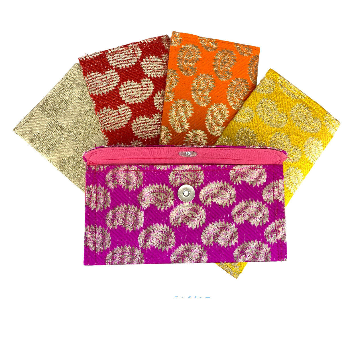 Pack of 5 money brocade fabric envelopes for cash