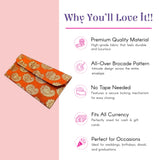 Orange brocade paisley envelope, premium fabric magnetic tip shagun lifafa