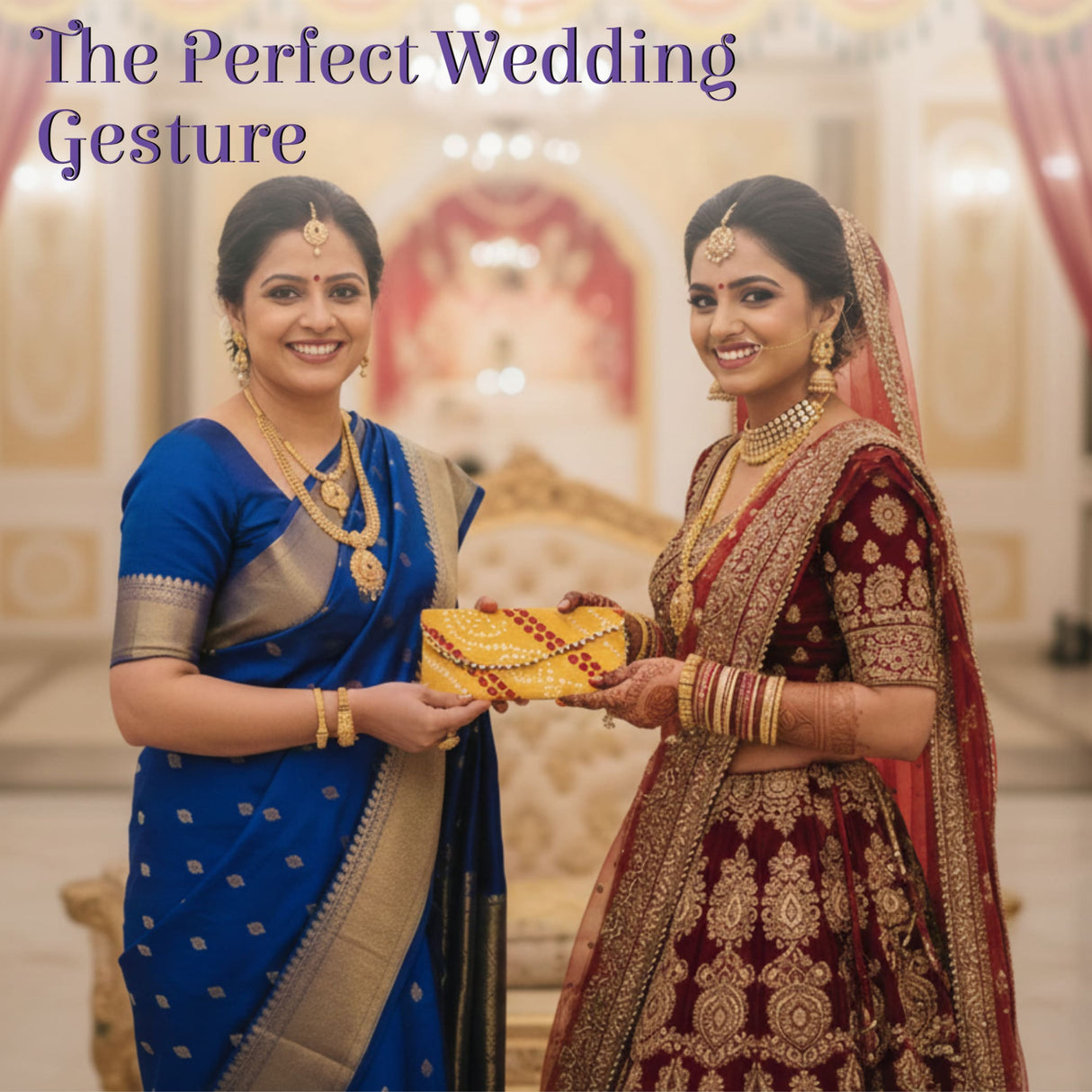 Gold and red beaded clutch purse with magnetic tip money envelope