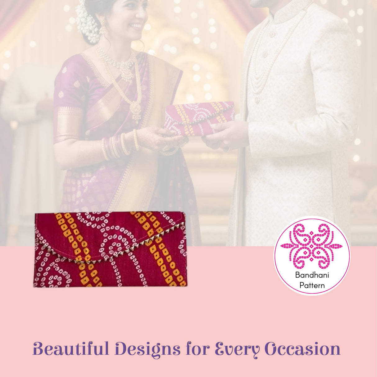 Vibrant red bandhani money envelope pack of 5 shagun lifafa with magnetic tip