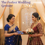 Blue gold patterned bandhani money envelope wedding gift box