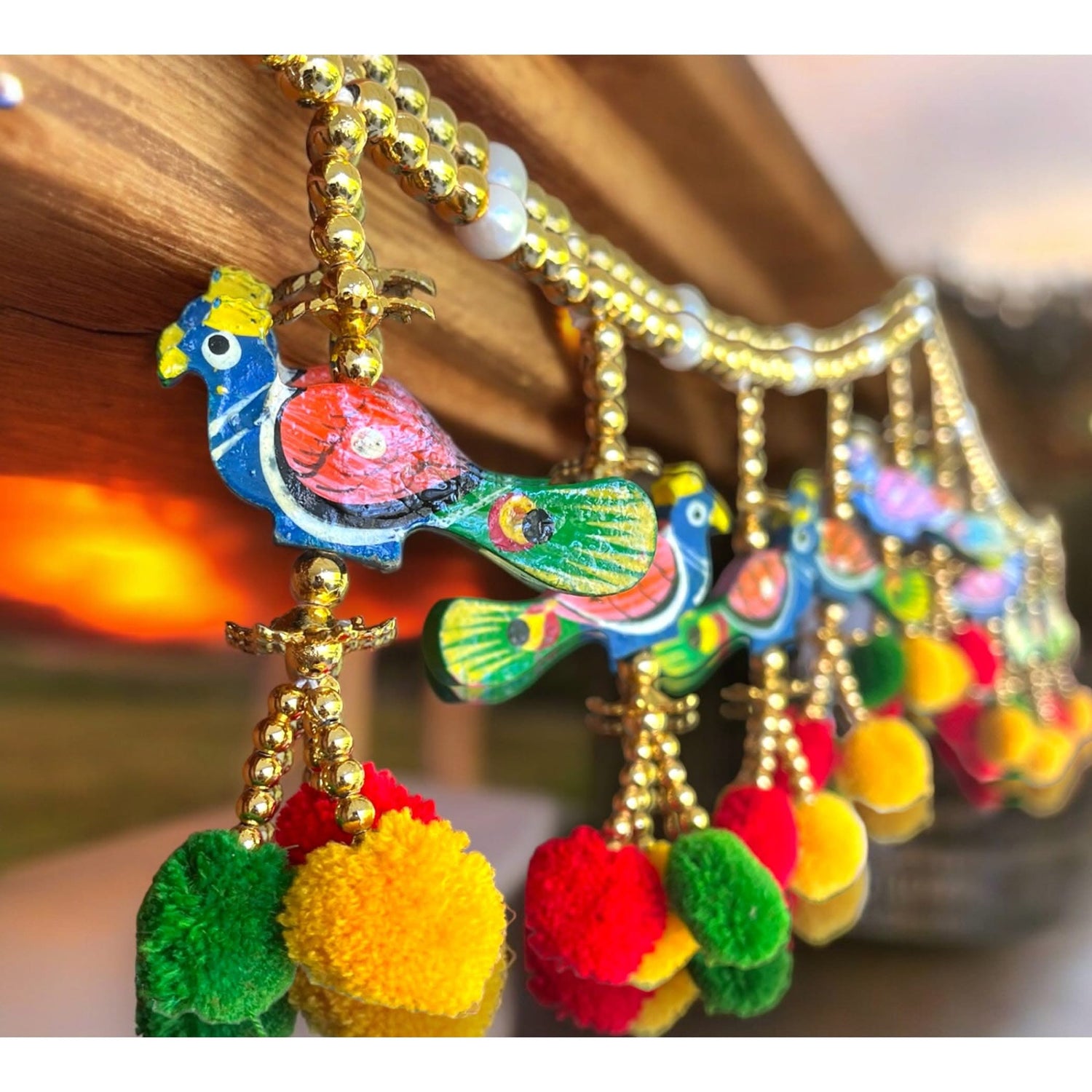 Door Toran Hanging Peacock Beads Bandarwal for Home Pooja Decor Indian Vintage Traditional Main Door Wall Hanging Diwali Decoration Wedding Favor Housewarming Return Gift (size 36x5 Inches) - LoveNspire