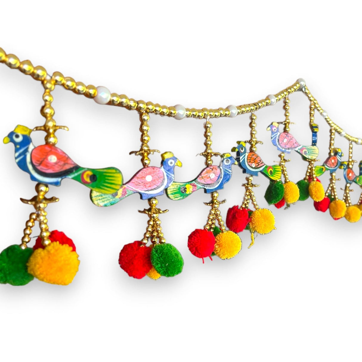 Door Toran Hanging Peacock Beads Bandarwal for Home Pooja Decor Indian Vintage Traditional Main Door Wall Hanging Diwali Decoration Wedding Favor Housewarming Return Gift (size 36x5 Inches) - LoveNspire
