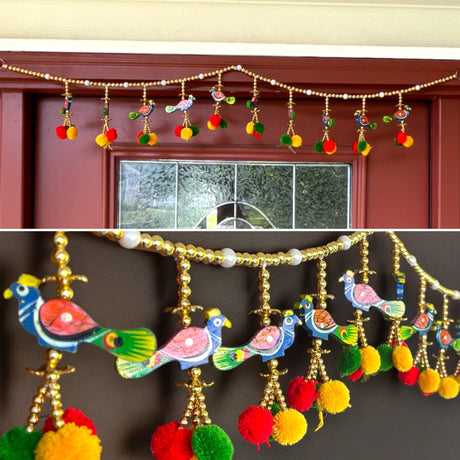 Door toran hanging peacock beads bandarwal for home pooja