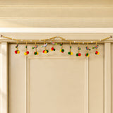 Peacock bead door toran with golden beads colorful embroidered birds and red yellow green orange pompoms for festive decor