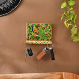 Handcrafted Peacock Design Wall Key Holder with 4 Hooks