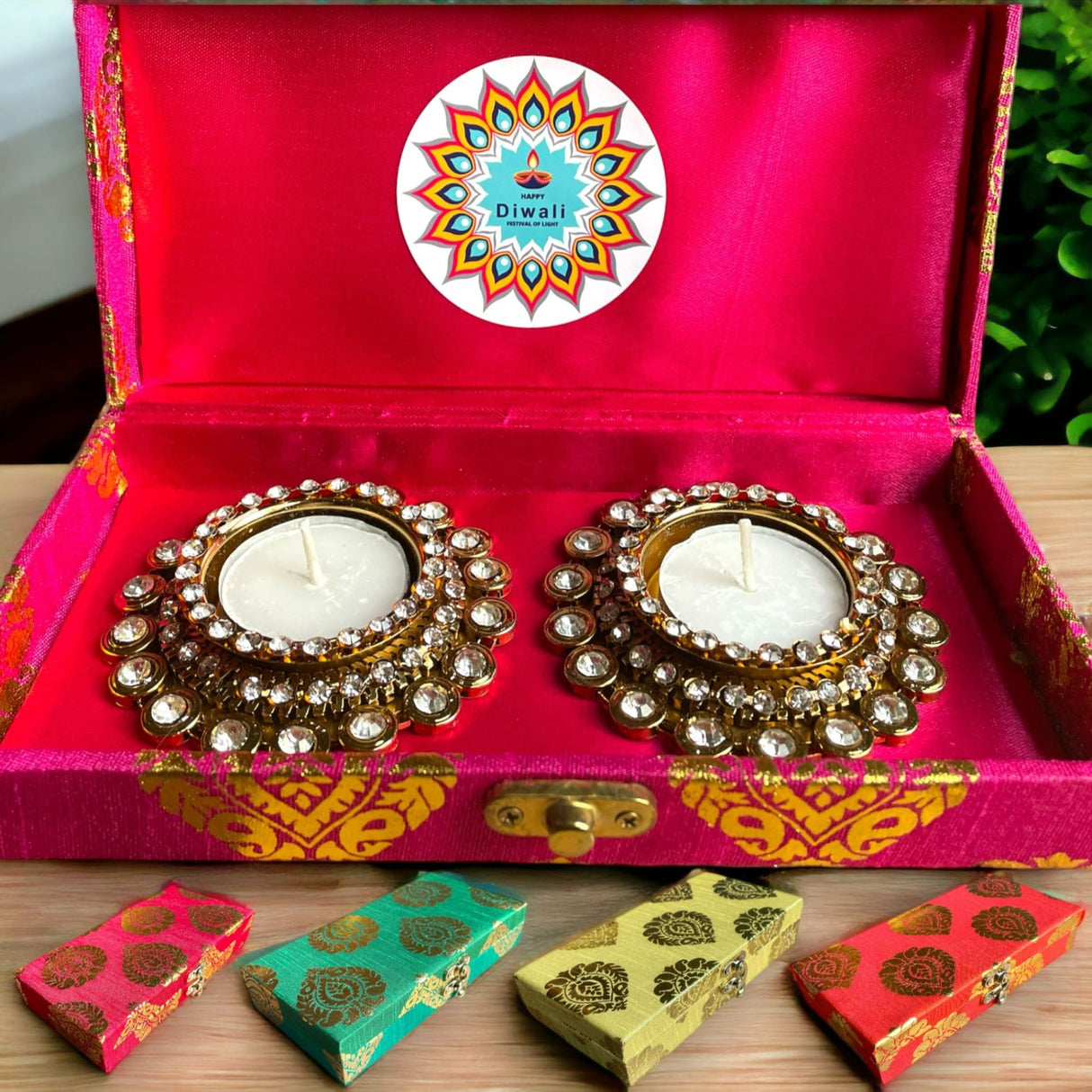 Personalized candle holder diwali gifts boxes indian