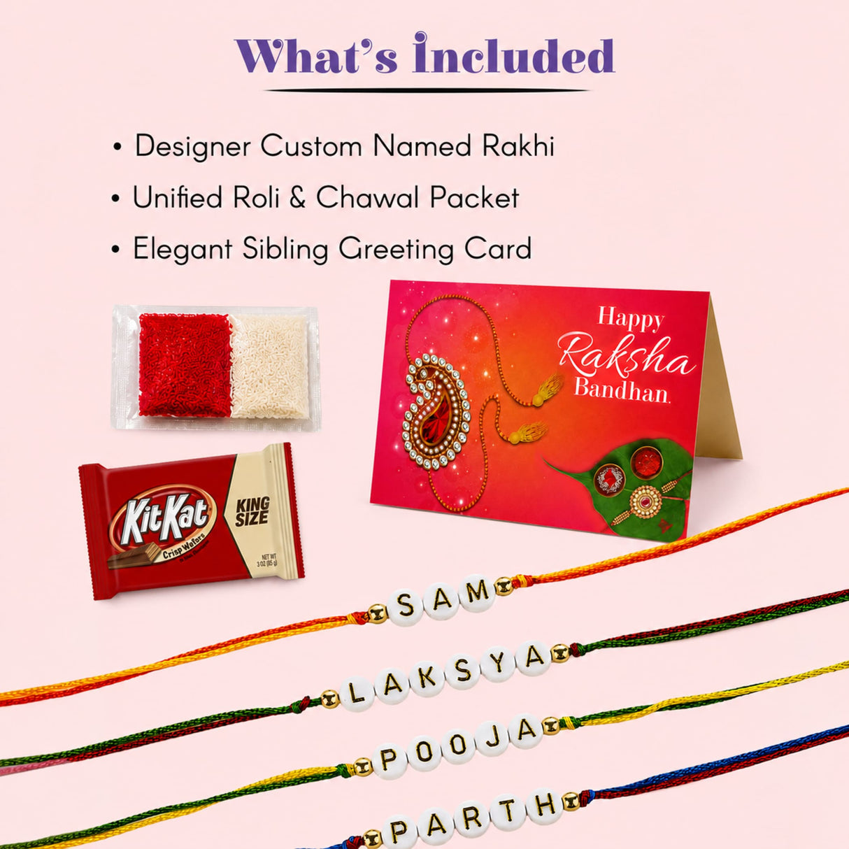 Custom named rakhi with colorful threads and letter beads for brother and bhabhi handmade traditional bracelet