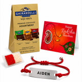 Red braided cord personalized stainless steel name rakhi bracelet engraved with aiden for raksha bandhan gift