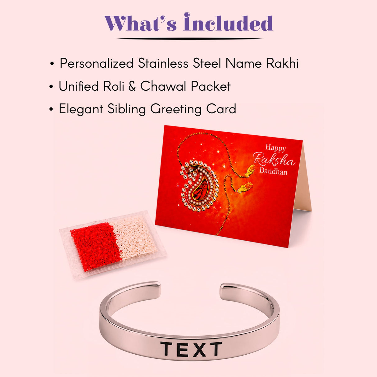 Personalized stainless steel name rakhi bracelet with custom engraved text for raksha bandhan gift protection and luck