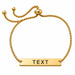 Gold-toned stainless steel adjustable personalized rakhi bracelet with rectangular bar charm engraved with text for brother