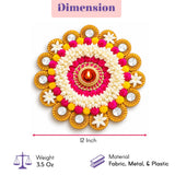 Rangoli mat tealight candle holder 12 inches with vibrant floral design and central lit diya for home decor and gifting