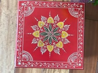 Chowki For Pooja Handcrafted Floral Printed Multicolor Traditional Chowki Wooden Bajot Festive Decor For God Idols Home Temple Mandir - Diwali Housewarming Gift
