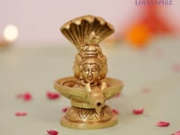 Brass Shiva Lingam Tripindi Shivling with Sheshnag for Hindu Festive Pooja Maha Shivratri Indian Puja Home Temple Mandir Decor - Lord Shiva Om Sculpture (5.5 Inch)