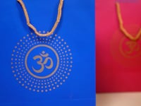 Om Paper Carry Bags Eco-friendly Indian Gifts Bag for Wedding Housewarming Navratri Puja Diwali Goodie Bags - Return Gifts Party Favor Bags (7.8 x 3.9 x 11 Inches)