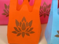 Cloth Carry Bags with Lotus Print Eco-friendly Reusable Bag for Indian Wedding Housewarming Puja Diwali Goodie Bags - Return Gifts Party Favor Bags