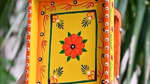 Wooden Trolley with Wheels Hand Painted Serving Tray Indian Decorative Platter for Snack Tea Home Kitchen Restaurant Table Decor Great Gift Idea