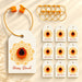 White paper happy diwali gift tag with gold ornate mandala and orange diya illustration for diwali presents and party favors