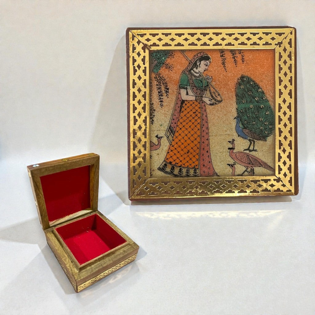 Wooden Jewelry Box Small Handcarved Decorative Jewellery Storage Organizer for Earring, Necklace, Rings, Bracelet Gift Ideas for Women - Multipurpose Keepsake Box (3x3x1.5 Inches)