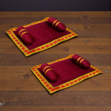 Pack of 2 Velvet Asan Takiya Pillow Set for Laddu Gopal, Krishna, Kanha Ji Ganesha God Goddess Idols – 10 x 7.5 Inch Soft Mattress Cushion Gadda Bed Cum Aasan for Pooja, Home Temple Decor