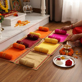 Pack of 2 Velvet Asan Takiya Pillow Set for Laddu Gopal, Krishna, Kanha Ji Ganesha God Goddess Idols – 10 x 7.5 Inch Soft Mattress Cushion Gadda Bed Cum Aasan for Pooja, Home Temple Decor