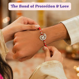 Designer Pure Silver Ganesha Rakhi for Brother – Traditional Bracelet Jewelry for Raksha Bandhan with Brocade Box & Roli Chawal, Symbolizing Good Luck & Protection