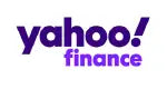 Purple and white logo for Yahoo Finance.
