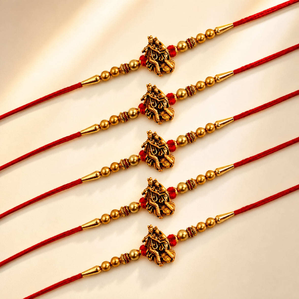 Religious Radha Krishna Rakhi for Brother & Bhabhi – Handcrafted Adjustable Thread Bracelet, Protection & Good Luck Gift for Raksha Bandhan