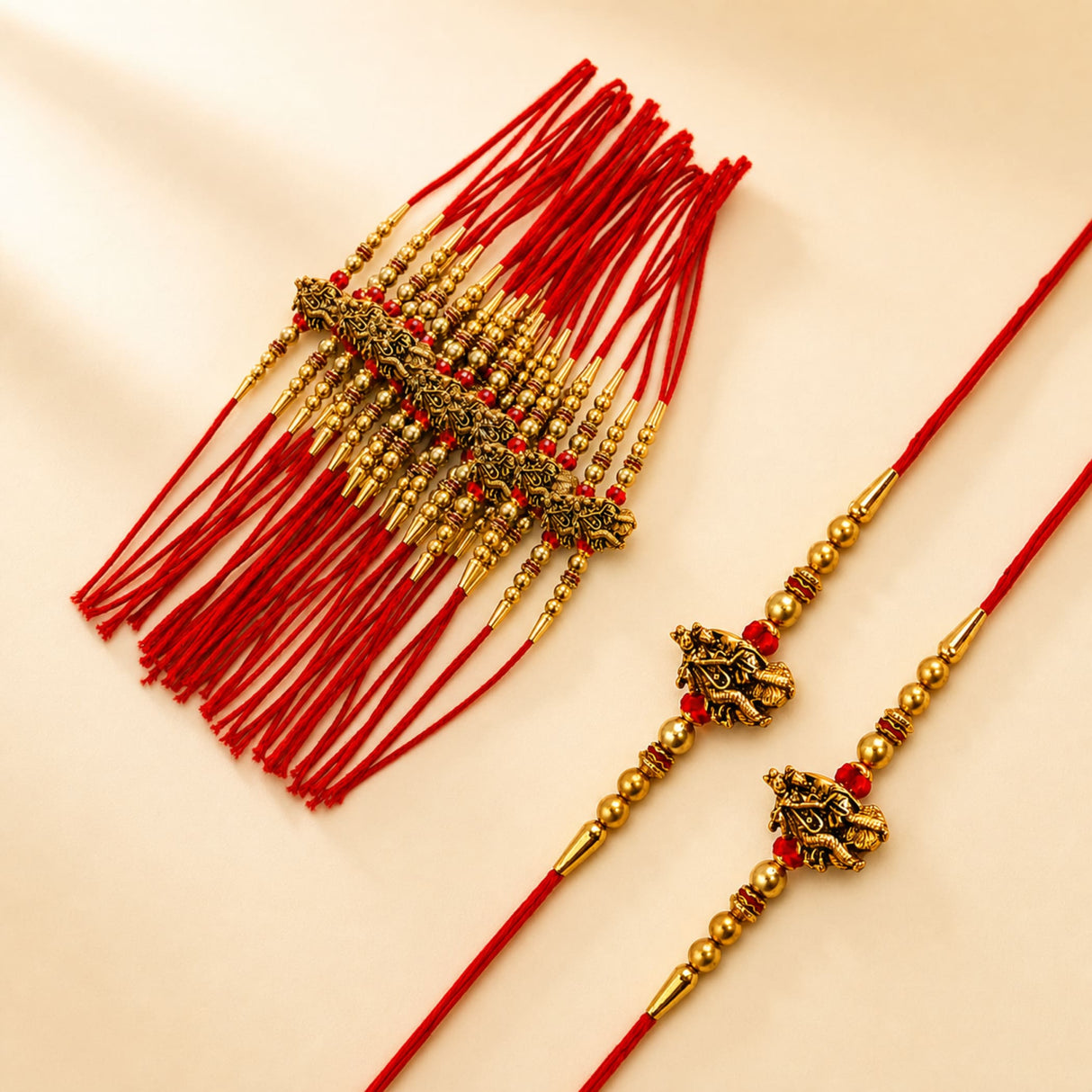 Religious Radha Krishna Rakhi for Brother & Bhabhi – Handcrafted Adjustable Thread Bracelet, Protection & Good Luck Gift for Raksha Bandhan