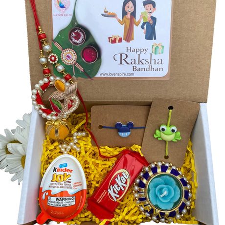 Rakhi family combo gift hamper for brother lumba set &