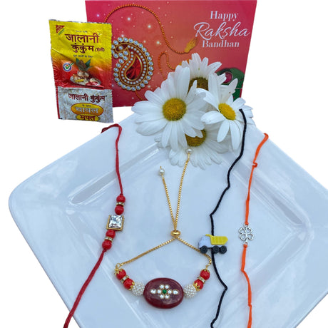 Rakhi family combo gift hamper for brother lumba set &