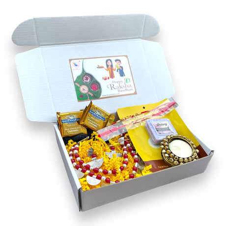 Rakhi gift hamper for sister with set - of 2 roli chawal