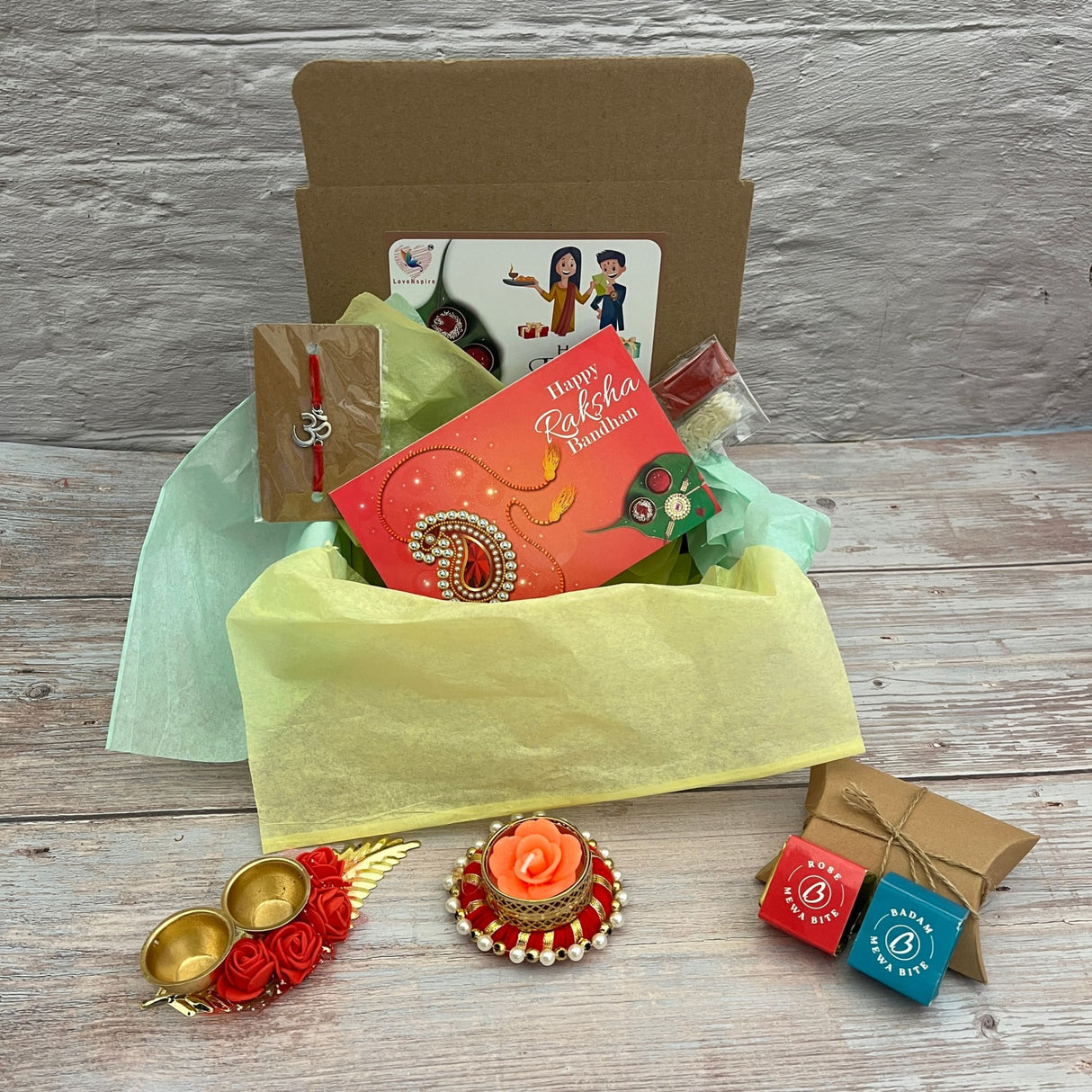 Rakhi gift hamper for brother with set - of 1 haldi kumkum