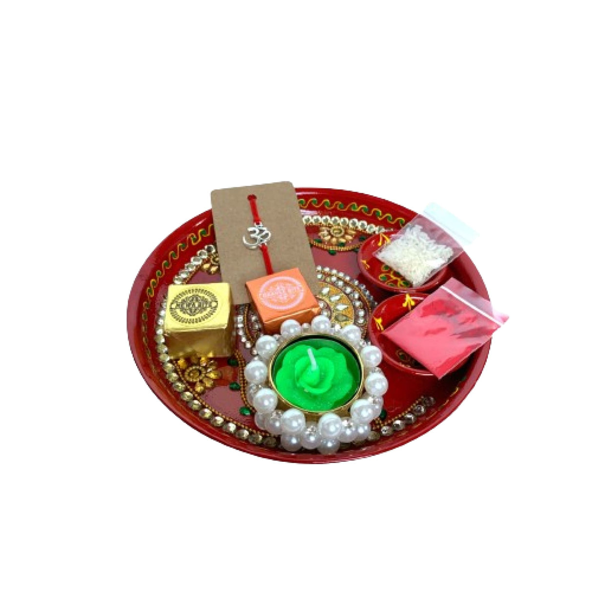 Rakhi gift hamper for brother with set - of 1 puja thali